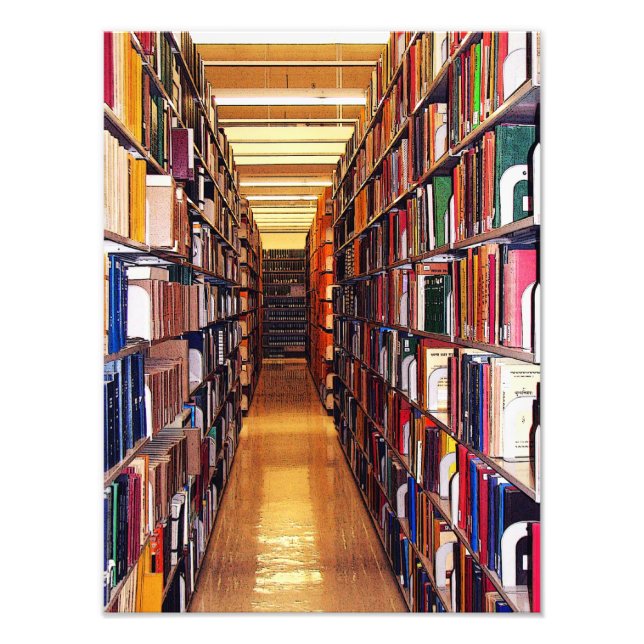 Bibliotek-staplar Fototryck (Framsidan)