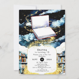 Bibliotek Storybook Birthday med enkel Anpassnings Inbjudningar