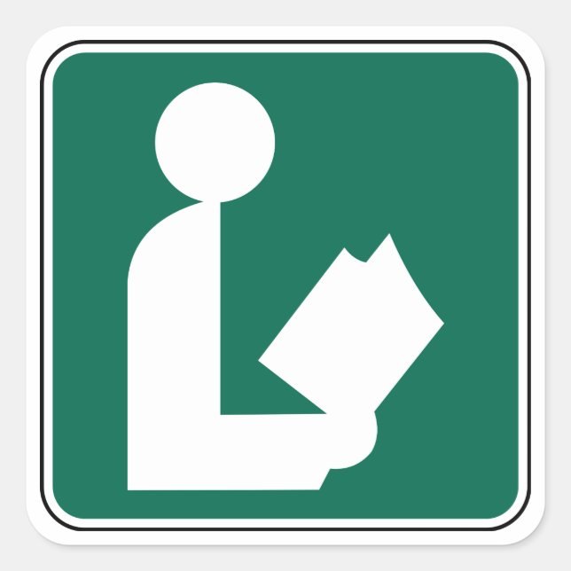 Bibliotek-symbol, vägskylt fyrkantigt klistermärke (Framsida)