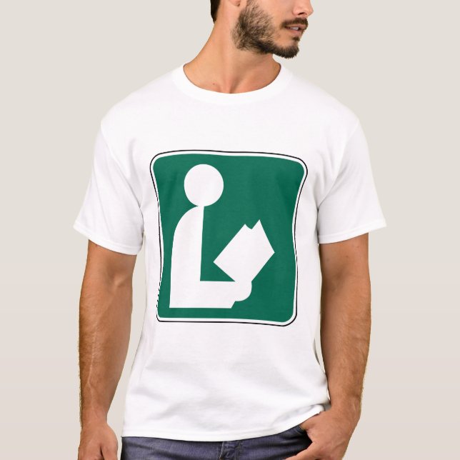 Bibliotek-symbol, vägskylt t shirt (Framsida)
