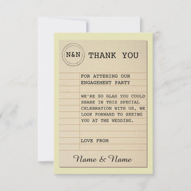 Bibliotek Tack Bröllopsböcker Kärlekshistoria Inbjudningar (Framsida)