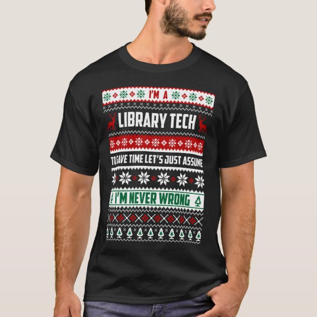 Bibliotek Tech God jul för Women Girls Julafton T Shirt (Framsida)