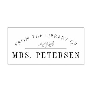 Bibliotek tullnamn bok frimärke självfärgande stämpel