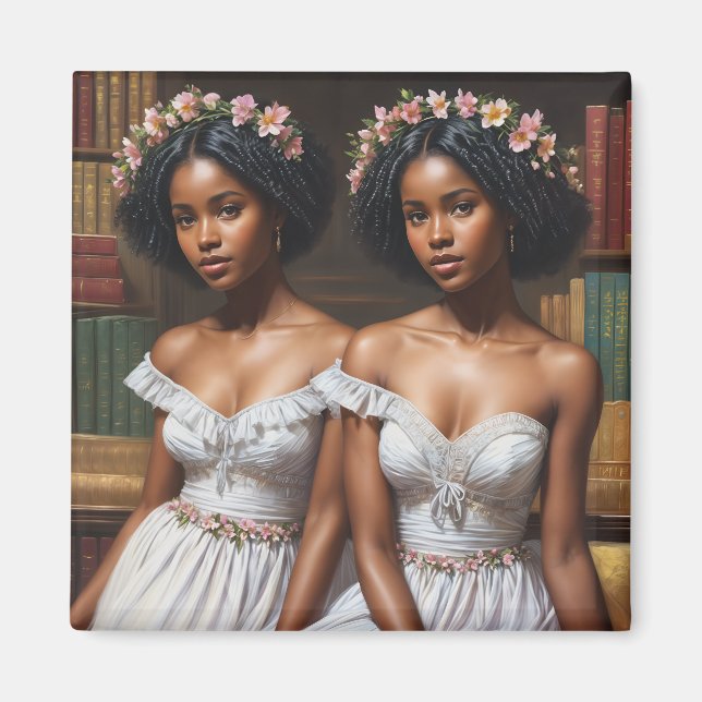 Bibliotek Twin Sisters Melanin Gemini Magnet (Framsidan)