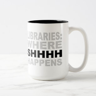 Bibliotek var SHHH händer bibliotekariestudiegåvan Två-Tonad Mugg