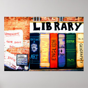 Bibliotek Wall Graffiti Poster