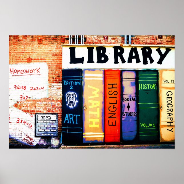 Bibliotek Wall Graffiti Poster (Framsidan)