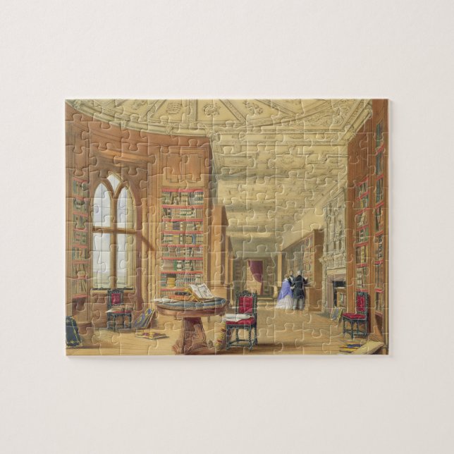 Bibliotek, Windsor slott, 1838 (färglithoen) Pussel (Horisontell)