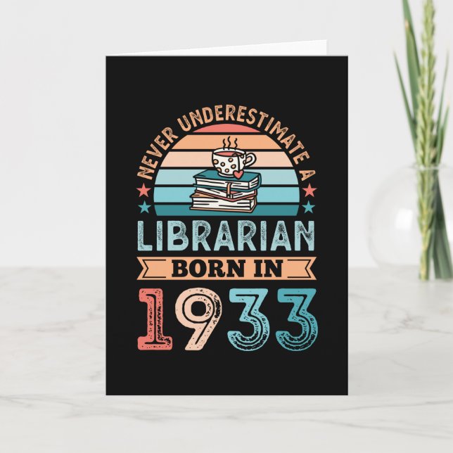 Bibliotekare född 1933 90:e födelsedagen Bok Älska Kort (Framsida)