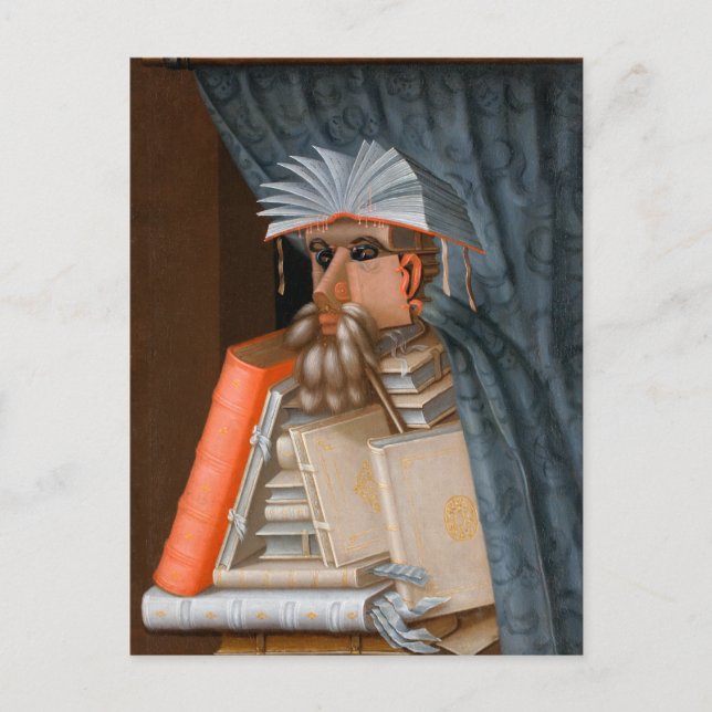 Bibliotekaren c. 1566 av Giuseppe Arcimboldo Vykort (Framsida)