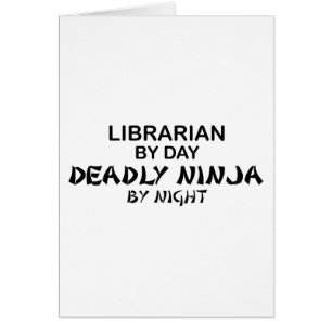 Bibliotekarie dödliga Ninja vid natt Hälsningskort