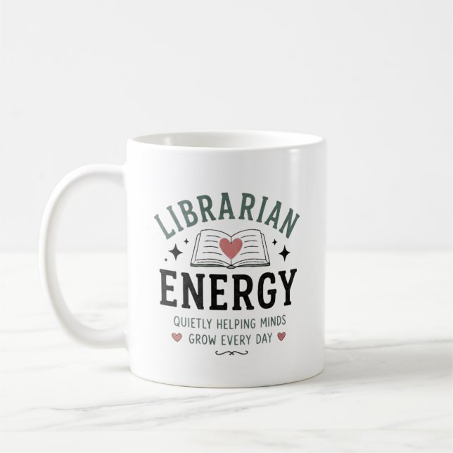 Bibliotekarie Energi Hjälper Sinnen Växa Varje Dag Kaffemugg (Vänster)