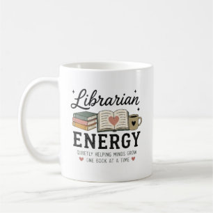 Bibliotekarie Energi Tyst Hjälper Sinnen Växa Kaffemugg