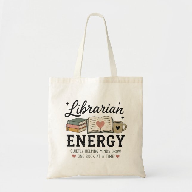 Bibliotekarie Energi Tyst Hjälper Sinnen Växa Tygkasse (Framsidan)