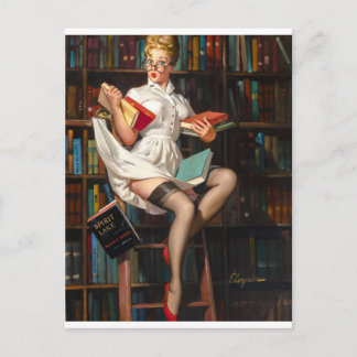 Bibliotekarie Pin Up Vykort