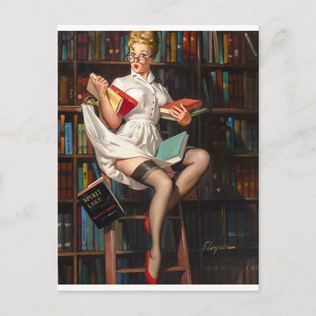 Bibliotekarie Pin Up Vykort (Framsida)