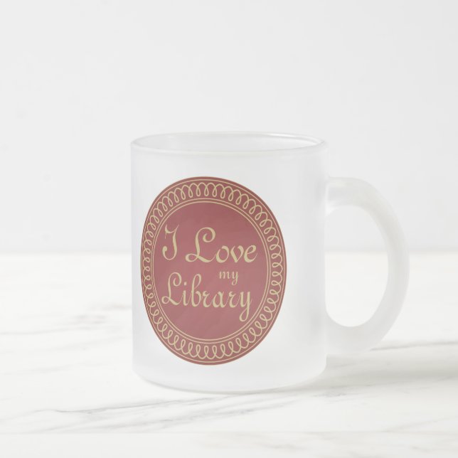 Bibliotekarien älskar jag min frostade mugggåva frostad glasmugg (Höger)