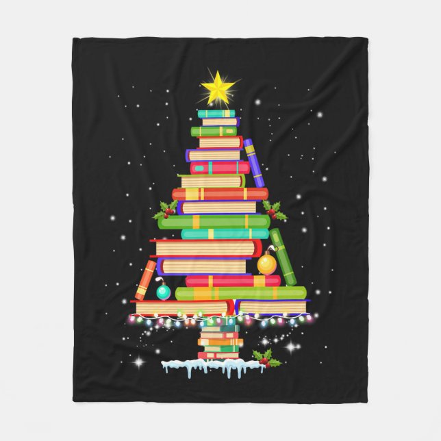 Bibliotekarien bok julgran god jul fleecefilt (Framsidan)