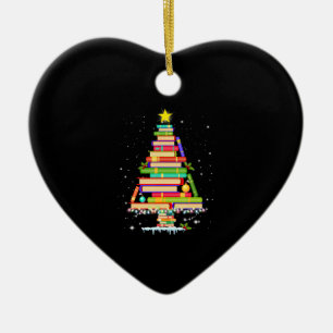 Bibliotekarien bok julgran god jul julgransprydnad keramik