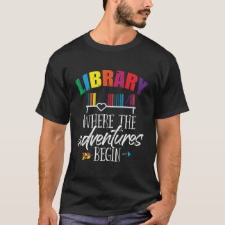 Bibliotekariska Bibliotek där Äventyr började skol T Shirt