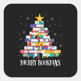 Bibliotekariska Bok Älskare Bokar Julgran Merry Bo Fyrkantigt Klistermärke