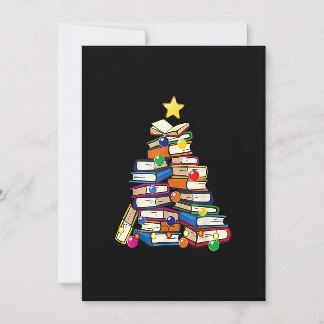 Bibliotekariska Bok Älskare Bokar Julgran Merry Bo Inbjudningar (Framsida)