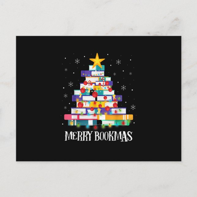 Bibliotekariska Bok Älskare Bokar Julgran Merry Bo Vykort (Framsida)