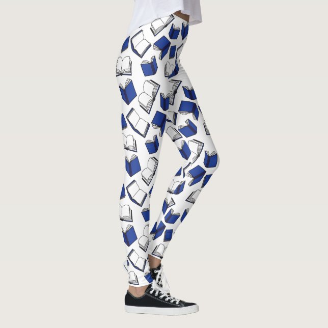 Bibliotekariska Bok Reader Blue and White Bokar Mö Leggings (Höger)
