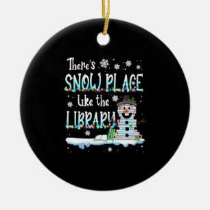 Bibliotekariska där är Snö Ställe som Bibliotek Julgransprydnad Keramik