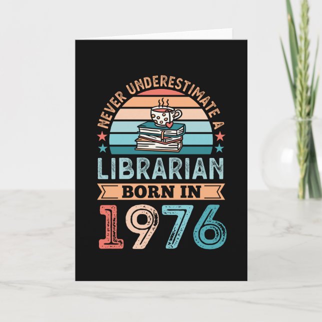Bibliotekariska, född 1976, 50:e födelsedag i Bok  Kort (Framsida)