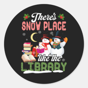 Bibliotekariska Julafton Det finns Snö Ställe som Runt Klistermärke