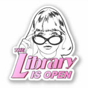 Biblioteket är öppet klistermärken