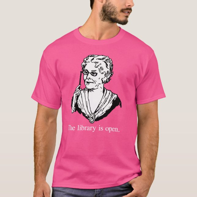 Biblioteket är öppet t shirt (Framsida)