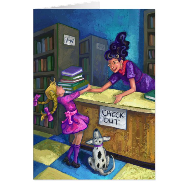 Bibliotekkontroll ut hälsningskort (Framsidan)