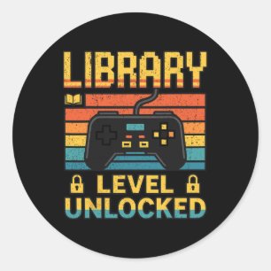 Biblioteksälskande lärare Rollig video Game Ck til Runt Klistermärke