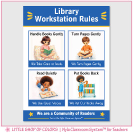 Biblioteksarbetsstation Regler Lärarankarkarta Poster