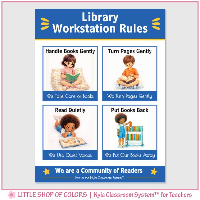 Biblioteksarbetsstation Regler Lärarankarkarta Poster (Skapare uppladdad)