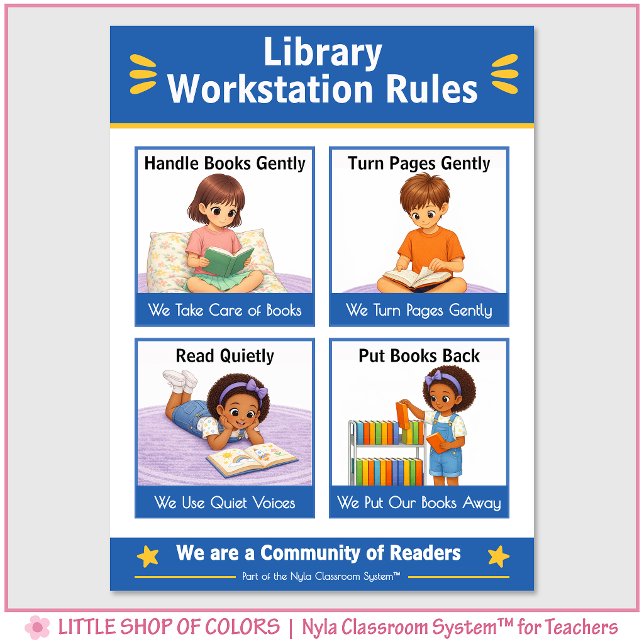 Biblioteksarbetsstation Regler Lärarankarkarta Poster (Skapare uppladdad)