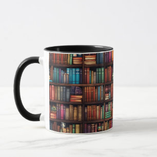 Biblioteksböcker Bokhyllor Bokälskare Mugg
