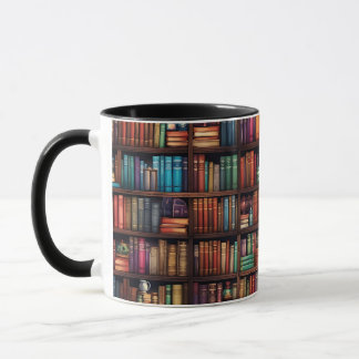 Biblioteksböcker Bokhyllor Bokälskare Mugg