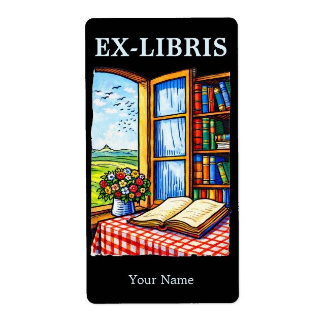 Biblioteksfönster Färg Bokmärke Ex Libris Mall Fraktsedel (Framsidan)