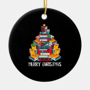 Biblioteksgåva från bok julgran julgransprydnad keramik