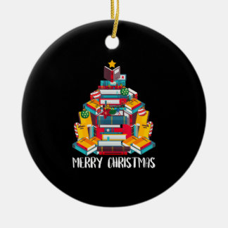 Biblioteksgåva från bok julgran julgransprydnad keramik