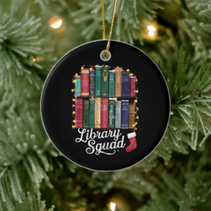 Biblioteksgrupp Julbokälskare Team Läsning Julgransprydnad Keramik