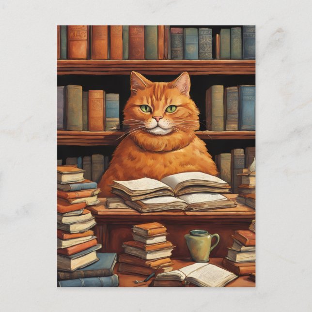 bibliotekskatt #1 vykort (Framsida)