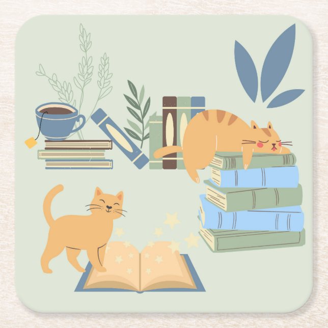 Bibliotekskatter Underlägg Papper Kvadrat (Framsidan)