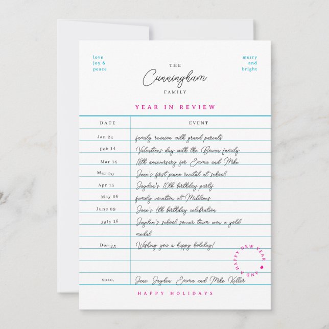 Bibliotekskort Årsöversikt Platt Julkort (Framsida)