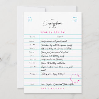 Bibliotekskort Årsöversikt Platt Julkort