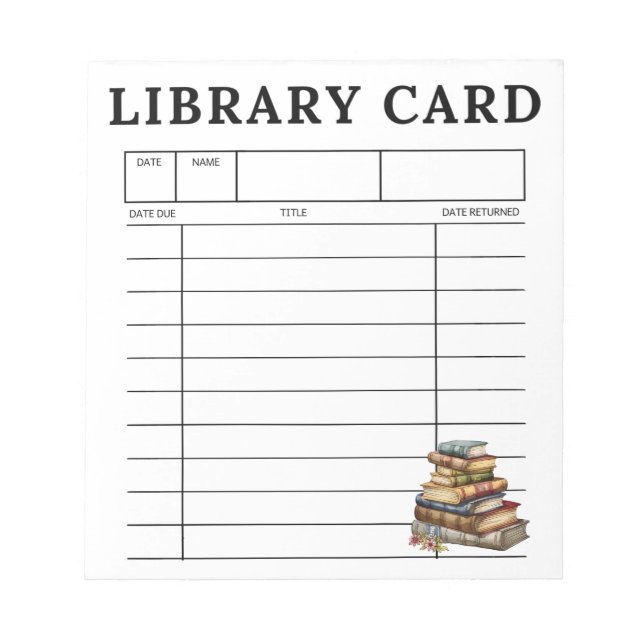 Bibliotekskort Vintageböcker Anteckningsblock (Framsida)