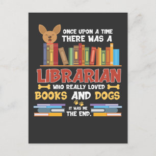Biblioteksläsare bibliotek Hund och bok älskare Vykort